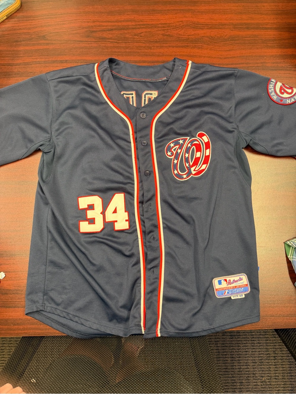 Men's Navy Washington Nationals #34 Baseball Jersey by Majestic